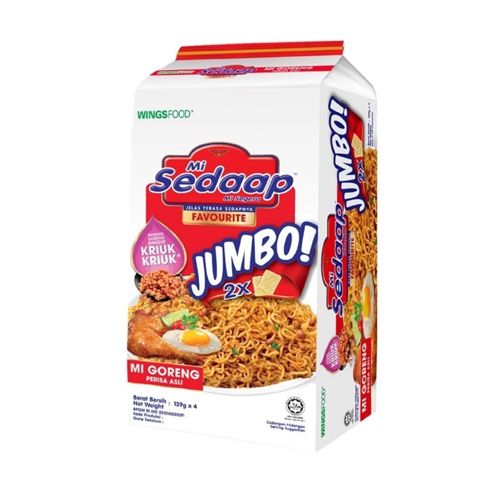 Mi Sedaap Goreng Asli Jumbo 4×139g
